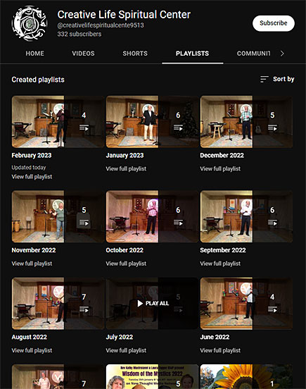 Creative Life Spiritual Center Playlists